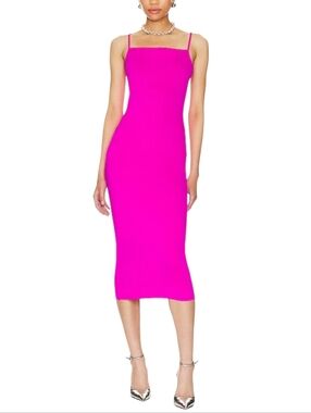 Good American Neon Pink Scuba Midi Dress - Sculpting Bodycon Size 3/Large